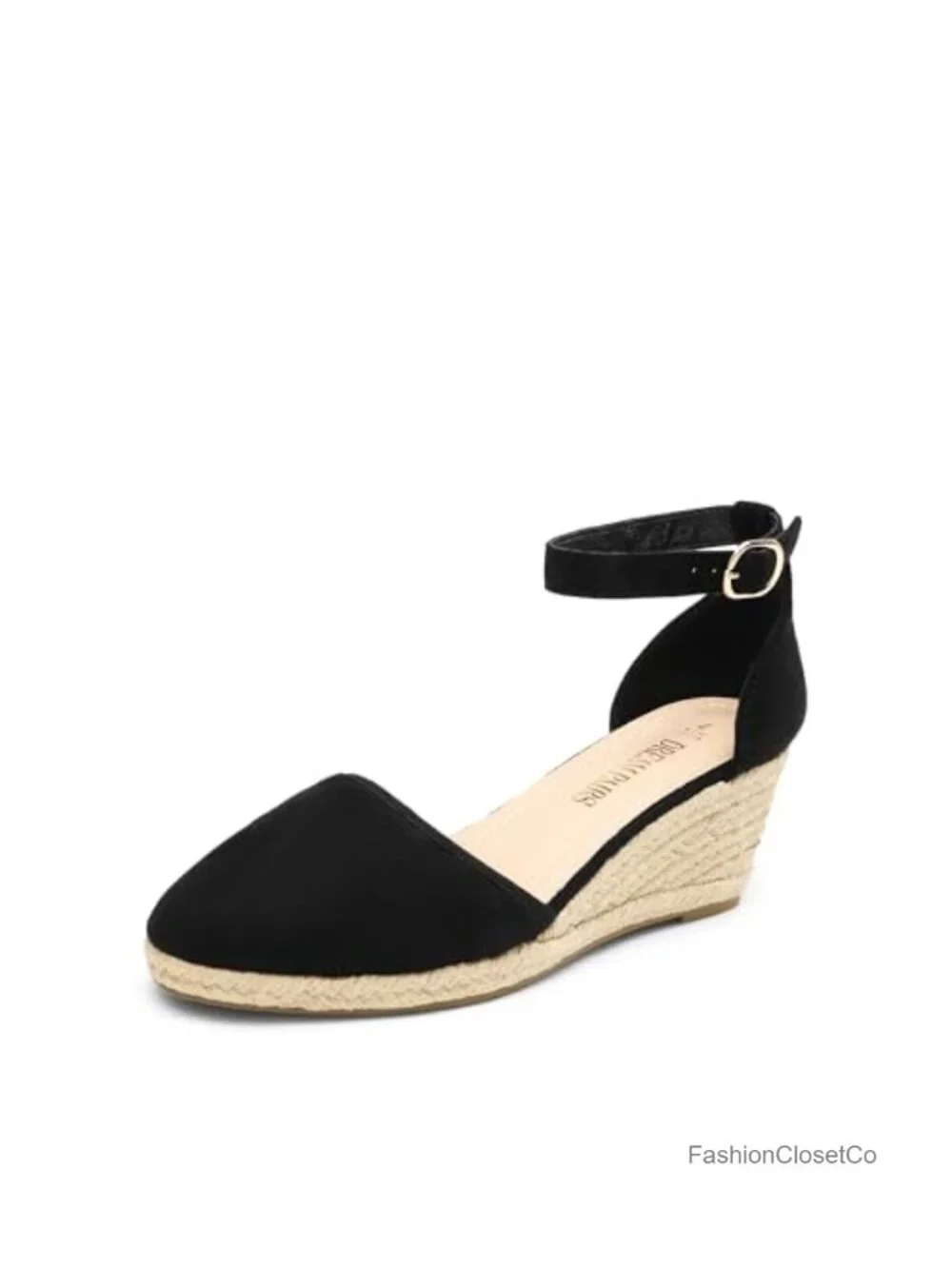Women's Espadrilles Closed Toe Ankle Strap Dressy Platform Wedge Sandals Faux